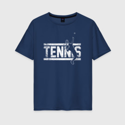 Женская футболка хлопок Oversize Tennis белое лого