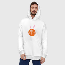 Ультрамодная кофта-худи с принтом Basketball Bunny для женщины, вид на модели спереди №4. Цвет основы: белый