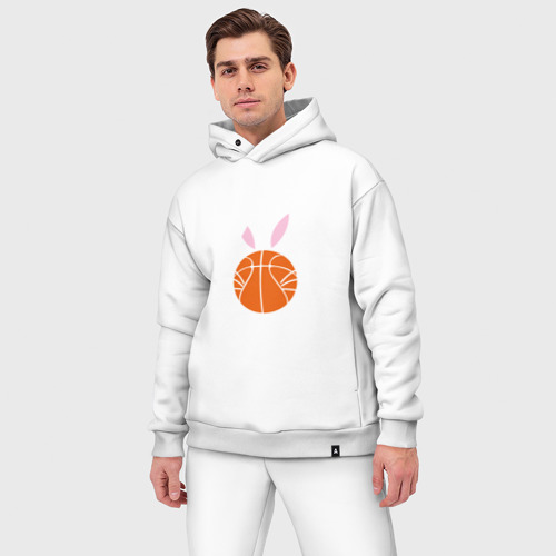 Мужской костюм oversize хлопок с принтом Basketball Bunny, фото на моделе #1