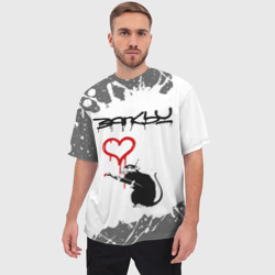 Мужская футболка oversize 3D Бэнкси - крыса и сердечко Брызги - фото 2