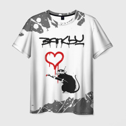 Мужская футболка 3D Бэнкси - крыса и сердечко Брызги