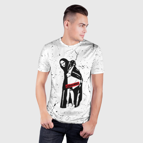 Мужская футболка 3D Slim Banksy Mona Lisa Бэнкси, цвет 3D печать - фото 3