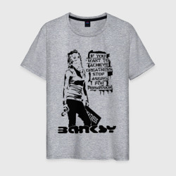 Banksy Бэнкси девушка и граффити – Мужская футболка хлопок с принтом купить со скидкой в -20%