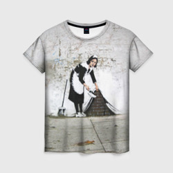 Женская футболка 3D Banksy - Бэнкси уборщица