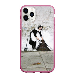 Чехол для iPhone 11 Pro Max матовый Banksy - Бэнкси уборщица