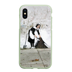 Чехол для iPhone XS Max матовый Banksy - Бэнкси уборщица