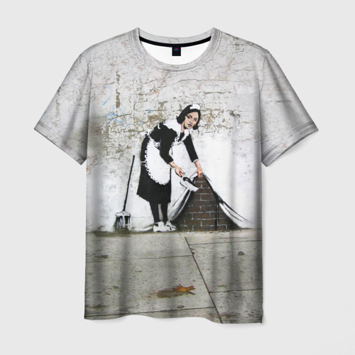 Мужская футболка 3D Banksy - Бэнкси уборщица, цвет 3D печать