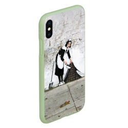 Чехол для iPhone XS Max матовый Banksy - Бэнкси уборщица - фото 2