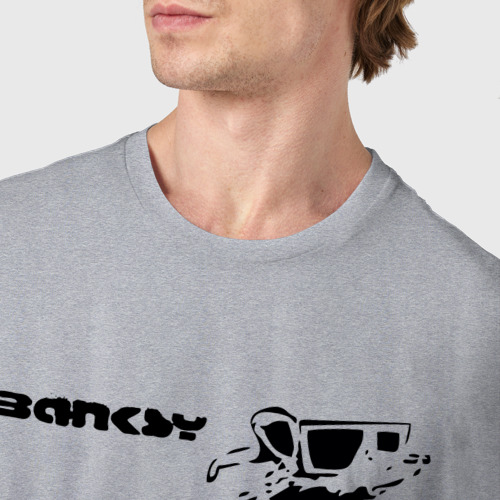 Мужская футболка хлопок с принтом Banksy - крыса в очках, фото #4