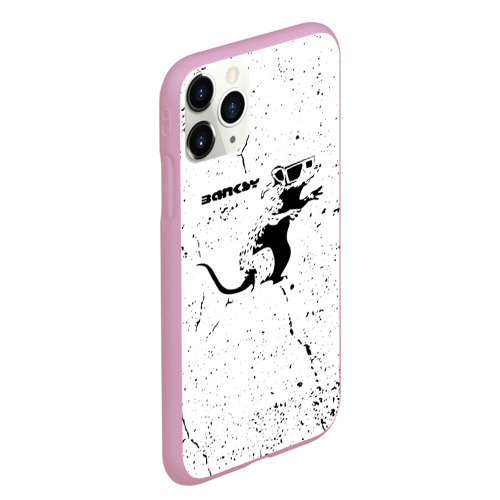 Чехол для iPhone 11 Pro Max матовый Banksy крыса в очках, цвет розовый - фото 3