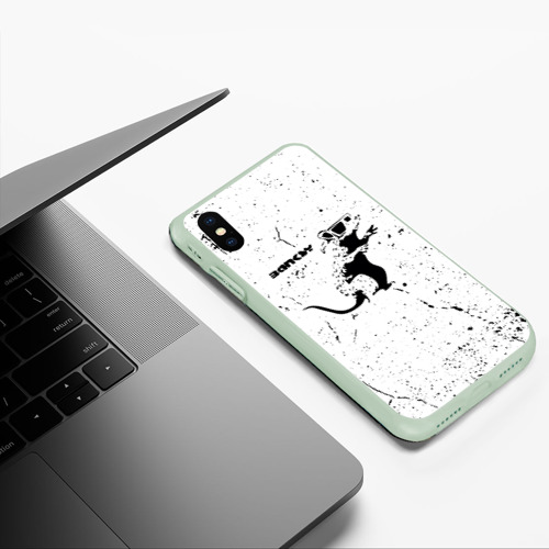 Чехол для iPhone XS Max матовый Banksy крыса в очках, цвет салатовый - фото 5