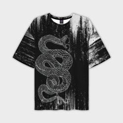 Мужская футболка oversize 3D Snake Краски Змея чб