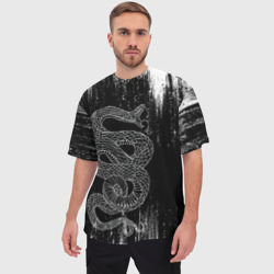 Мужская футболка oversize 3D Snake Краски Змея чб - фото 2