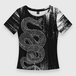 Женская футболка 3D Slim Snake Краски Змея чб