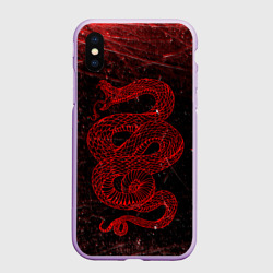 Чехол для iPhone XS Max матовый Красная Змея Red Snake Глитч