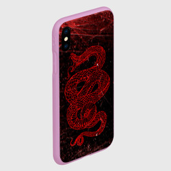 Чехол для iPhone XS Max матовый Красная Змея Red Snake Глитч - фото 2