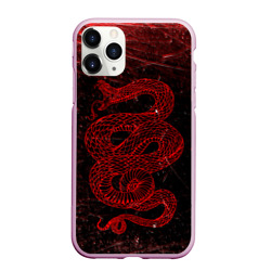 Чехол для iPhone 11 Pro матовый Красная Змея Red Snake Глитч