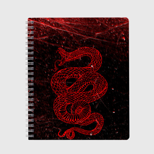 Тетрадь Красная Змея Red Snake Глитч, цвет клетка