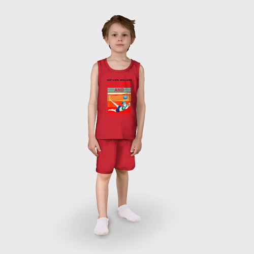 Детская пижама с шортами хлопок Просто девушка, которая любит аниме и волейбол, цвет красный - фото 3