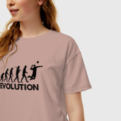 Женская футболка хлопок Oversize Эволюция Волейбол - фото 2