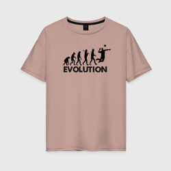Женская футболка хлопок Oversize Эволюция Волейбол
