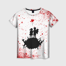 Женская футболка 3D Banksy - мальчик и девочка Арт