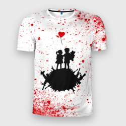 Мужская футболка 3D Slim Banksy - мальчик и девочка Арт
