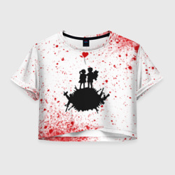Женская футболка Crop-top 3D Banksy - мальчик и девочка Арт