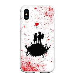 Чехол для iPhone XS Max матовый Banksy - мальчик и девочка Арт