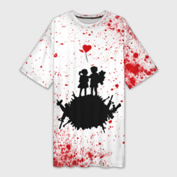 Платье-футболка 3D Banksy - мальчик и девочка Арт