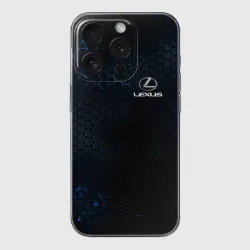 Чехол для iPhone 15 Pro Max силиконовый с защитой камеры Lexus Лексус