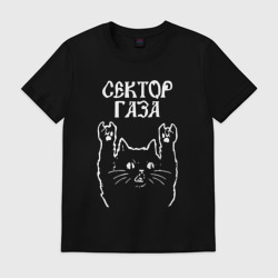 Мужская футболка хлопок Сектор Газа Рок кот
