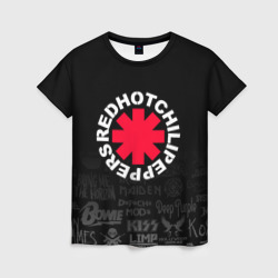Женская футболка 3D Red Hot Chili Peppers Логотипы рок групп