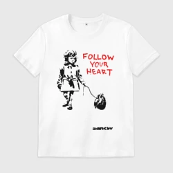 Мужская футболка хлопок Banksy Бэнкси следуйте за своим сердцем