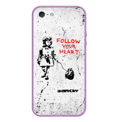 Чехол для iPhone 5/5S матовый Banksy Бэнкси следуй за своим сердцем
