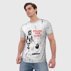 Мужская футболка 3D Banksy Бэнкси следуй за своим сердцем - фото 2