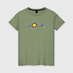 Женская футболка хлопок Hola: по-испански привет