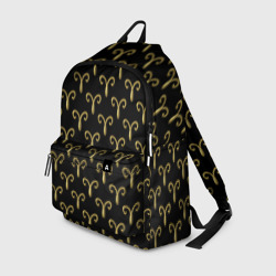 Рюкзак 3D Золотой овен на черном фоне. Паттерн