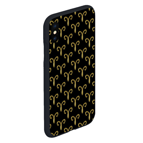 Чехол для iPhone XS Max матовый Золотой овен на черном фоне. Паттерн, цвет черный - фото 3
