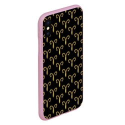 Чехол для iPhone XS Max матовый Золотой овен на черном фоне. Паттерн - фото 2