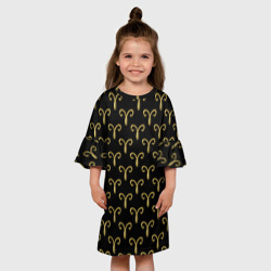 Детское платье 3D Золотой овен на черном фоне. Паттерн - фото 2