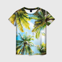 Женская футболка 3D Пальмы под солнцем