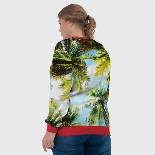 Женский свитшот 3D с принтом Пальмы под солнцем, вид сзади #2