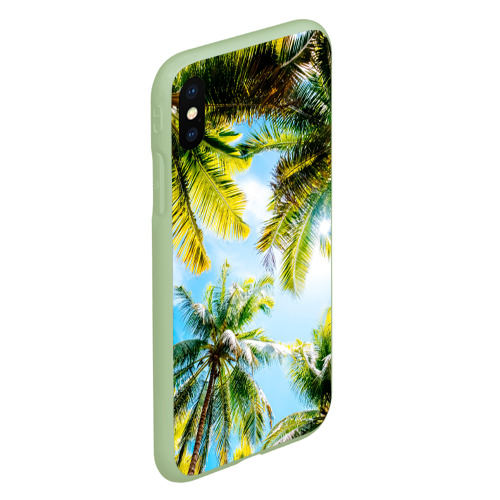 Чехол для iPhone XS Max матовый Пальмы под солнцем, цвет салатовый - фото 3
