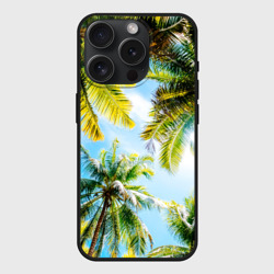 Чехол силиконовый для Apple iPhone 15 Pro матовый Пальмы под солнцем