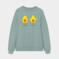 Мужской свитшот oversize без начеса хлопок Тренажерный зал с авокадо до и после фитнеса