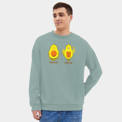 Мужской свитшот oversize без начеса хлопок Тренажерный зал с авокадо до и после фитнеса - фото 2
