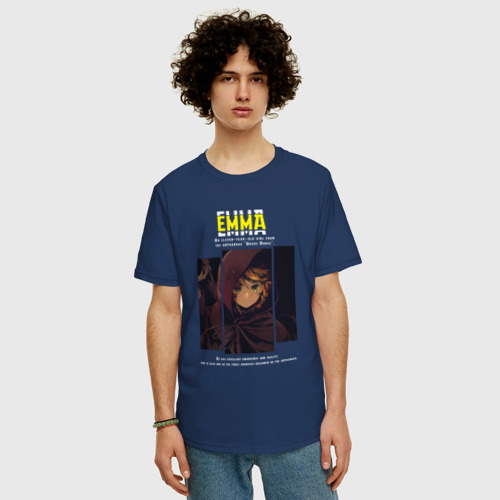 Мужская футболка хлопок Oversize I Emma, цвет темно-синий - фото 3