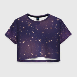Женская футболка Crop-top 3D Звездное ночное небо. Галактика. Космос