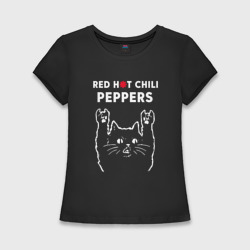 Приталенная футболка Red Hot Chili Peppers Рок кот (Женская)